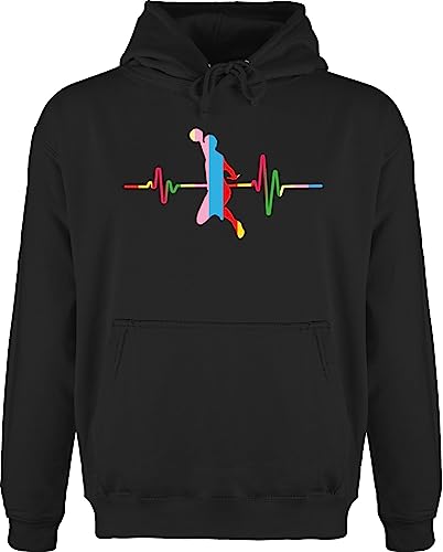 Hoodie Herren Pullover Männer - WM 2023 Trikot Ersatz - Bunter Herzschlag Handball Mann - M - Schwarz - handballer geschenke em sprüche geschenk fan fans 2022 handball. kapuzenpulli beachhandball von Shirtracer