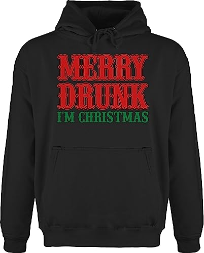 Hoodie Herren Pullover Männer - Weihnachten Geschenke Bekleidung - Merry Drunk I'm Christmas - bunt - 5XL - Schwarz - x-Mas Baumwolle weihmachtspulli weihnachtliche Pulli weihnachspulli von Shirtracer