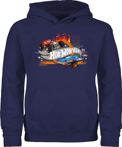 Shirtracer Kinder Hoodie Jungen Mädchen - Hot Wheels - 8-Bit Logo - 116 (5/6 Jahre) - Navy Blau - Pullover Pulli pullis Hoodies hoddys Hoodys kinderpullover Junge Kids Kind kinderpulover Teenager hat von Shirtracer