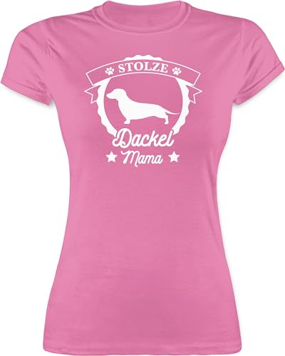 Shirt Damen - Geschenk für Hundebesitzer - Stolze Dackel Mama - M - Rosa - Spruch Hunde Tshirt Hund mit hundemotiv t-Shirt t hundesprüchen sprüche hundemensch haustierhoodie Hundehalter von Shirtracer