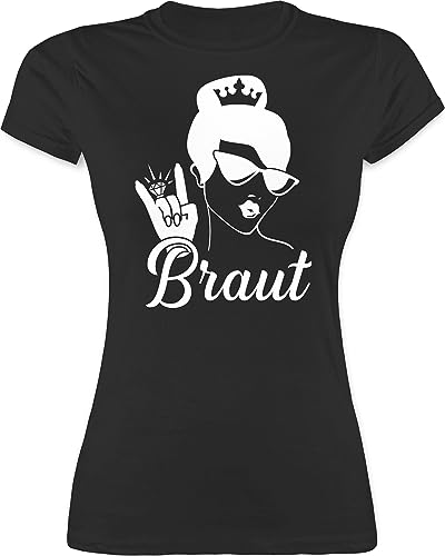 Shirt Damen - JGA Junggesellenabschied Frauen - Braut mit Ring weiß - L - Schwarz - Tshirt Polterabend Hen Party Oberteile polterleiberl Bachelorette leiberl t-Shirt polter Bridal Shower t Shirts von Shirtracer