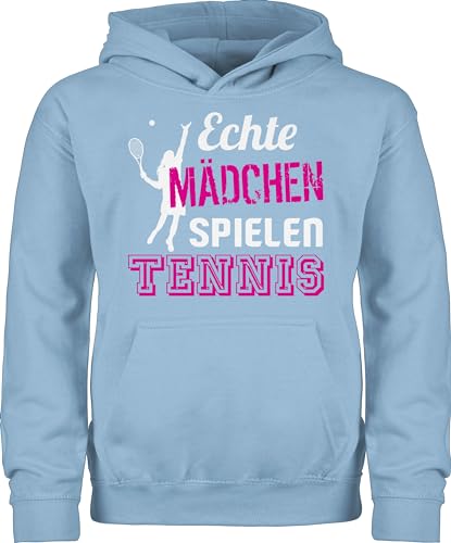 Kinder Hoodie Jungen - Sport Kleidung - Echte Mädchen Spielen Handball weiß - 128 (7/8 Jahre) - Hellblau - maedchen kapuzenpulli mädels reitpullover echt hudis nur flauschiger pullover hoods von Shirtracer