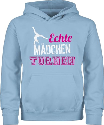 Kinder Hoodie Jungen - Sport Kleidung - Echte Mädchen turnen - Geschenk Turnerin - 128 (7/8 Jahre) - Hellblau - pulli echten polovers frauen hoddie maedchen sweater hoddies huddis hoddies/pullies von Shirtracer