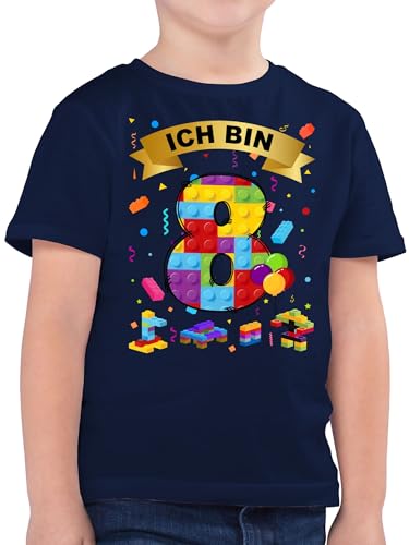 Kinder T-Shirt Jungen - 8. Geburtstag - Ich Bin 8 Bausteine - 140 (9/11 Jahre) - Dunkelblau - Junge acht Jahre Shirt Geburtstags Tshirt Kindergeburtstag t geburtstagsshirt Jahren für Jungs Zahl Geb von Shirtracer