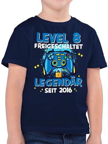 Kinder T-Shirt Jungen - 8. Geburtstag - Level 8 freigeschaltet Legendär seit 2016-140 (9/11 Jahre) - Dunkelblau - Tshirt Junge Jahre acht Shirt mit Einer Geb Jungs t-Shirts Alter t Geburtstags von Shirtracer