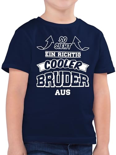 Kinder T-Shirt Jungen - So Sieht EIN richtig Cooler Bruder aus Pfeile - 140 (9/11 Jahre) - Dunkelblau - Tshirt Jungs Geschenke brüder zu Weihnachten Shirt Junge Geschenk. Kindershirt von Shirtracer