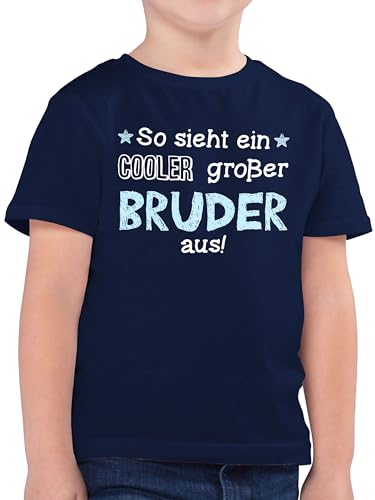 Kinder T-Shirt Jungen - So Sieht EIN Cooler großer Bruder aus - 116 (5/6 Jahre) - Dunkelblau - großen Tshirt grosser+Bruder Big Brother t Shirt Junge großer+Bruder+Shirt grosser große brüder von Shirtracer