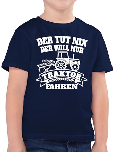 Kinder T-Shirt Jungen - Traktoren - Der TUT nix der Will nur Traktor Fahren - 164 (14/15 Jahre) - Dunkelblau - t Shirt sprüche trecker fahr Tshirt Junge Bauer Shirts Bauern t-Shirts für Jungs mit von Shirtracer