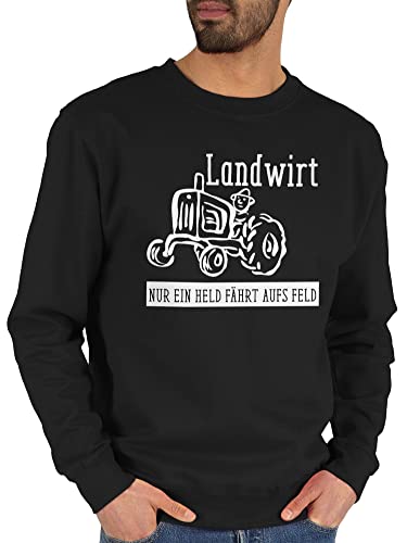 Sweater Pullover Sweatshirt Herren Damen - Landwirt Geschenk Bauer - Nur EIN Held geht aufs Feld - XXL - Schwarz - der männer Landwirte auf dem sprüche Bauern Landwirtschaft Farmer Thema von Shirtracer