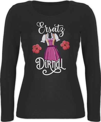 Langarmshirt Damen - Kompatibel mit Oktoberfest - Dirndl Ersatz Tracht - XXL - Schwarz - trachtenshirt Langarm October fest Women Outfit bayrischer Abend bayrisches Bayerisches Oberteil Frau von Shirtracer