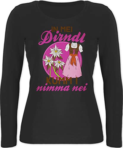 Langarmshirt Damen - Kompatibel mit Oktoberfest - In MEI Dirndl kumm I nimma nei - S - Schwarz - trachtenshirt+Damen Oktober Trachten Tshirt Langarm bayrischer trachtenshirt Bavarian Oberteile von Shirtracer