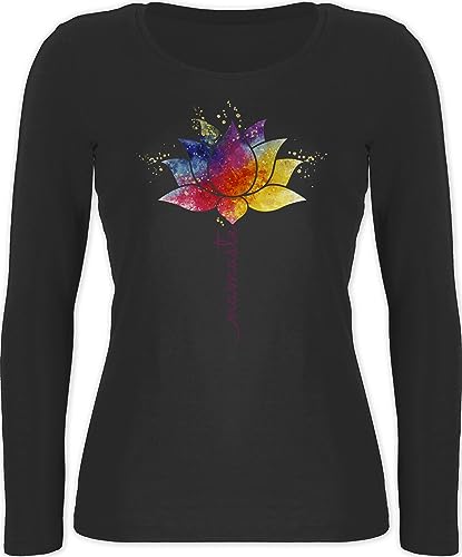 Langarmshirt Damen - Namaste Lotusblüte Yoga Mandala Spirit Wellness Meditation - M - Schwarz - yogawear Joga Geschenke Shirt Langarm Yoga-Langarmshirt für Tshirt spirituell Fans Alles von Shirtracer