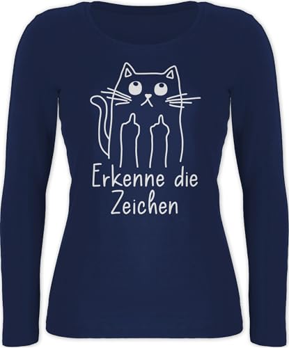 Langarmshirt Damen - Sprüche Statement mit Spruch - Katzensprüche Lustig Katze Katzenfan Geschenk Erkenne die Zeichen - XL - Marineblau - sprüchen Langarm sprueche cat Shirt Tshirt spruechen Cats Langarmshirt Damen - Sprüche Statement mit Spruch - Katzensprüche Lustig Katze Katzenfan Geschenk Erkenne die Zeichen - XL - Marineblau - sprüchen Langarm sprueche cat Shirt Tshirt spruechen Cats von Shirtracer