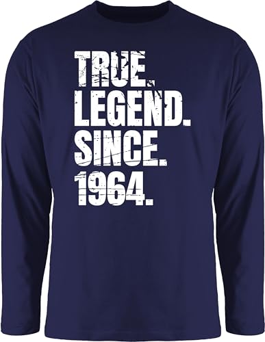 Langarmshirt Herren Langarm Shirt - 60. Geburtstag - True Legend Since 1964 Vintage - 3XL - Navy Blau - überraschung zum Geschenk für 60 jährigen Mann 60igsten t-Shirt sechzig Jahre Geschenke von Shirtracer