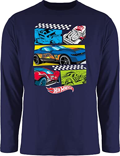 Langarmshirt Herren Langarm Shirt - Hot Wheels - Comic Rennautos - 3XL - Navy Blau - rennauto Longsleeve Rennwagen Race car von Shirtracer