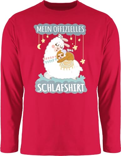 Langarmshirt Herren Langarm Shirt - Sprüche Statement - Mein offizielles Schlafshirt - Lama und Faultier - grau - XXL - Rot - lustige schlafshirts Statements offizielle Oberteil mit Aufschrift von Shirtracer