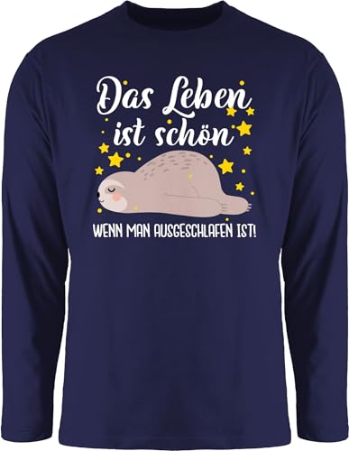 Langarmshirt Herren Langarm Shirt - Sprüche Statement mit Spruch - Das Leben ist schön, wenn Man ausgeschlafen ist! - weiß - 3XL - Navy Blau - spruechen sprüchen witzige Tshirt lustige Drauf von Shirtracer