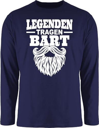 Langarmshirt Herren Langarm Shirt - Sprüche Statement mit Spruch - Legenden tragen Bart weiß - 3XL - Navy Blau - Geschenk zur Einschulung Longsleeve Tshirt lustige spruechen t-Shirt Druck von Shirtracer