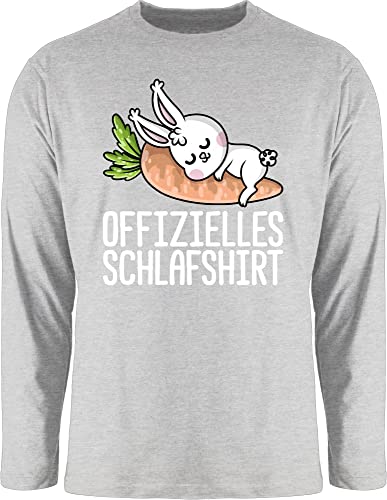 Langarmshirt Herren Langarm Shirt - Sprüche Statement - Offizielles Schlafshirt mit Hase weiß - XXL - Grau meliert - Oberteil Langer arm Schlafshirt+Herren+Langarm Hasen lang Schlaf schlafoberteil von Shirtracer