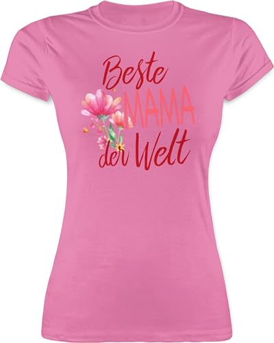 Shirt Damen - Beste Mama der Welt - Geschenk - L - Rosa - Geschenke für Seine Mutter Tshirt t-Shirt Mother Muttertag die Fuer gesxhenk Mama+Surprise frische personalisiertes Name mit Namen von Shirtracer