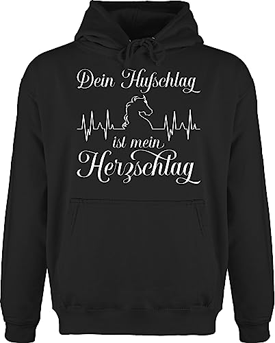 Hoodie Herren Pullover Männer - Pferde - Dein Hufschlag ist mein Herzschlag - Elegant - S - Schwarz - schrift sprüche pferdeliebhaber pulli pferd hoodies reiten kapuzenpullover pferdespruch von Shirtracer