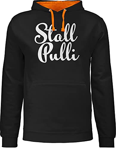 Pullover Herren Frauen Hoodie Kontrast zweifarbig - Pferde - Damen - Stallpulli Bubble Schrift - S - Schwarz/Orange - Reiter sprüche Winter Reiterin Pulli pferdezubehör Pferde, Horse pferdemotiven von Shirtracer