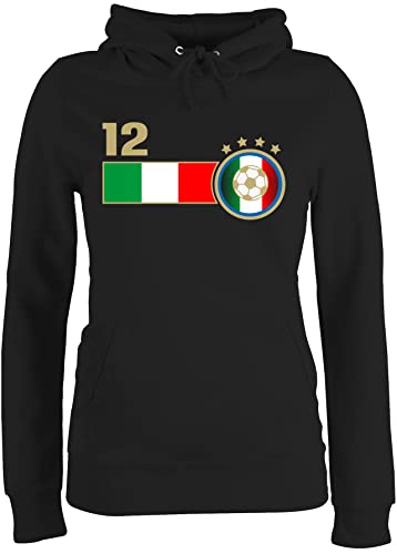 Pullover Damen Hoodie Frauen - 12. Mann Italien Mannschaft - XXL - Schwarz - Europameisterschaft em Fussball wm 2024 fußball World Cup Fanartikel w m fu Ball zur 24 Fanartikel+em+2024 Fan Artikel von Shirtracer