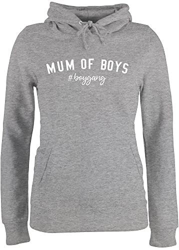 Pullover Damen Hoodie Frauen - Mama - Mum of Boys boygang weiß - XS - Grau meliert - Geschenke für mütter Fuer Mutter muttertagsgeschenk mit Namen Muttertag 2024 personalisiert von Shirtracer