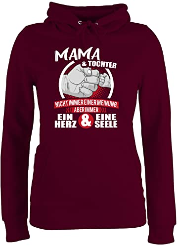 Pullover Damen Hoodie Frauen - Mama & Tochter Immer EIN Herz & eine Seele - weiß/rot - XXL - Burgundrot - Geschenke für Seine Mutter Muttertag personalisiert gesxhenk muttertasgsgeschenke Outfit von Shirtracer