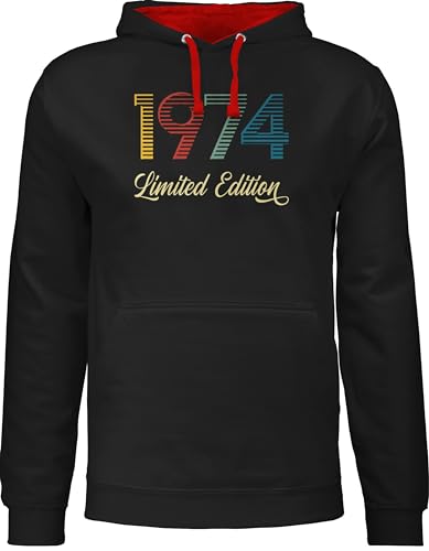 Pullover Herren Frauen Hoodie Kontrast zweifarbig - 50. Geburtstag - Limited Edition 1974 - 5XL - Schwarz/Rot - geschenk zum 50 geschenke 50igsten geburtstagsgeschenk geb 50ter jahre .geburtstag von Shirtracer