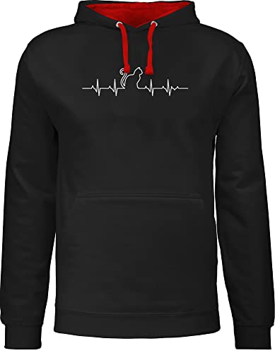 Pullover Herren Frauen Hoodie Kontrast zweifarbig - Katzenbesitzer Geschenk - Herzschlag Katze - XXL - Schwarz/Rot - haustier hoddis katzenliebhaber katzenmama hoodies katzen aufdruck herzfrequenz von Shirtracer