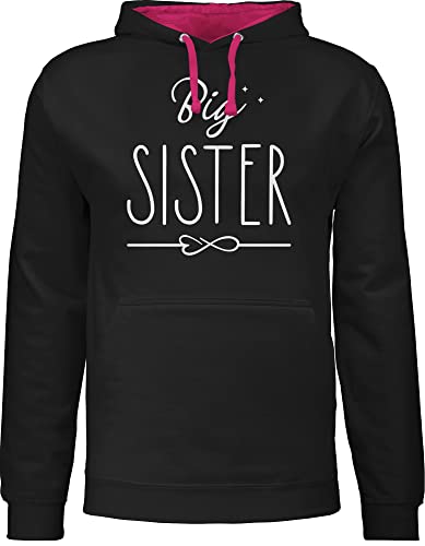 Pullover Herren Frauen Hoodie Kontrast zweifarbig - Schwester und Tante Geschenk - Big Sister weiß - M - Schwarz/Fuchsia - 2024 für geschenkideen best auntie grosse pulli schwestern große tanten von Shirtracer