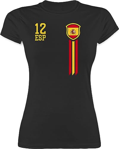 Shirt Damen - Fußball EM - 12. Mann Spanien Fan-Shirt WM - M - Schwarz - Tshirt Fussball fußballer t-Shirt, 2024 fußball-Fanartikel t Trikots World Cup t-Shirt Fanartikel fußball-em Frauen von Shirtracer