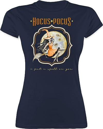 Shirt Damen - Halloween - Hocus Pocus - I Put a Spell on You - Hexe Gold - M - Navy Blau - t halooween Costum tailliert Horror Shirts hallowern t-Shirt Hallowen Tshirt grusel Oberteil hlloween von Shirtracer