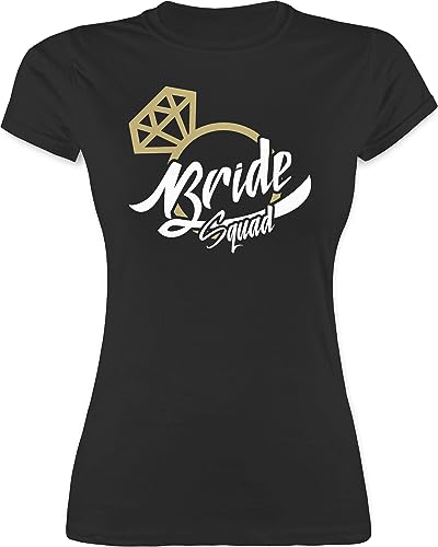 Shirt Damen - Junggesellenabschied Frauen - Bride Squad - JGA Ring - L - Schwarz - tailliertes Tshirt jungesellinnenabschied Frau Outfit jungesellinenabschied t Shirts t-Shirt+Team Braut poltern von Shirtracer