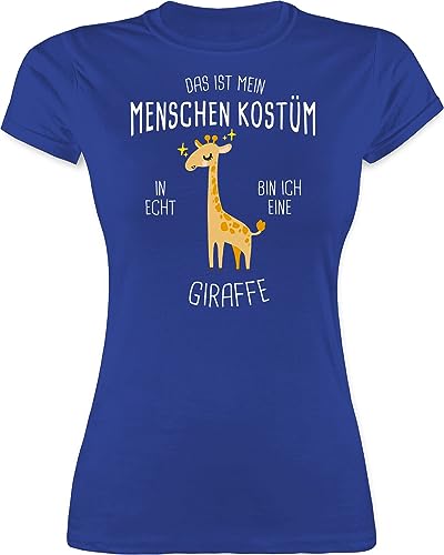 Shirt Damen - Karneval & Fasching - Das ist Mein Menschenkostüm in echt Bin ich eine Giraffe - Giraffenkostüm Giraffen - XL - Royalblau - Karnevals Tshirt für und fasnacht t-Shirt Frauen und. von Shirtracer