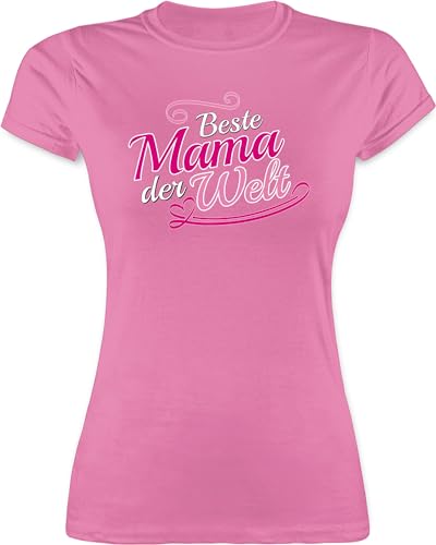 Shirt Damen - Beste Mama der Welt I Geschenkidee Mutti Geburtstag - L - Rosa - Mutter Geschenke Tshirts muttertagsgeschenk Tshirt Frauen t-Shirt mom Muttertag 2024 du bist toll Funshirt von Shirtracer