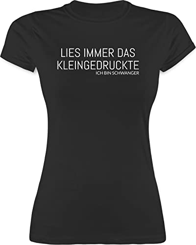 Shirt Damen - Schwangerschaftsverkündung - Lies Immer das Kleingedruckte Ich Bin schwanger - S - Schwarz - Schwangerschaft verkünden t-Shirt Mama Geschenk für Schwangere Schwangerschafts von Shirtracer