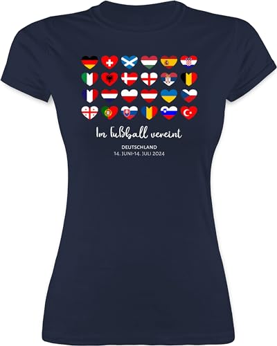 Shirt Damen - WM - Im Fußball vereint - Deutschland EM 2024 Länder - M - Navy Blau - Fussball Tshirt Fanartikel t Shirts zur t-Shirt 24 Fan Frauen fußballtrikot w Trikots fu Ball von Shirtracer