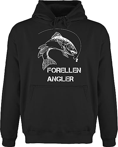 Hoodie Herren Pullover Männer - Angler Geschenke & Angeln Zubehör - Forellenangler - weiß - XL - Schwarz - fischen pulli angel sport hoodies/pullis angelsport pullis sprüche kapuzenpullover von Shirtracer