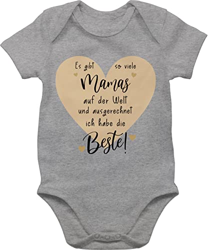 Shirtracer Baby Body Junge Mädchen - Beste Mama der Welt - Und ich habe die Beste - 1/3 Monate - Grau meliert - muttertagsgeschenk mamas babykleidung ist muttertags gechenk mommy babysachen hab von Shirtracer