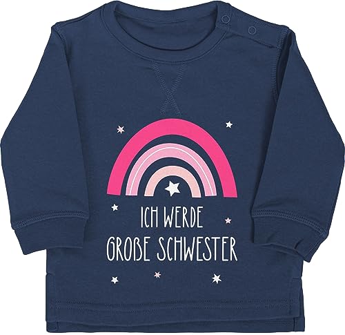 Baby Pullover Jungen Mädchen - Ich werde große Schwester - Regenbogen - grosse Schwester - 18/24 Monate - Navy Blau - geschenke geschenk für verkünden big sister mit namen großes 2023 sis pulli von Shirtracer