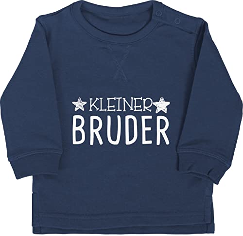 Shirtracer Baby Pullover Jungen Mädchen - Kleiner Bruder Sterne - 6/12 Monate - Navy Blau - Little Brother Langarm Geschenk Pulli brüder 2024 kleine bro kleinen von Shirtracer