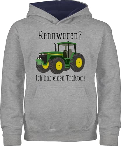 Pullover Kinder Hoodie Jungen Mädchen - Traktoren - Rennwagen Ich Habe einen Traktor - Geschenk Landwirt Trecker Bauer Geschenkidee Landwirtschaft Landwirte - 116 (5/6 Jahre) - Grau meliert/Navy Blau von Shirtracer