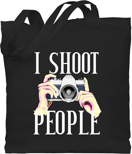 Baumwolltasche - Fotografie Geschenke - I shoot people Geschenk Fotograf Fotografen Hobbyfotografen Fotografin Fotografieren - Unisize - Schwarz - kamera jutebeutel fotoapparat bedruckt stoffbeutel von Shirtracer