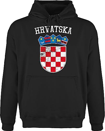 Hoodie Herren Pullover Männer - Fußball EM WM - Kroatien Wappen Hrvatska Krotatisch - 4XL - Schwarz - 2024 flagge fussball fanartikel zur fu ball europameisterschaft fanartikel+em+2024 w m em24 von Shirtracer