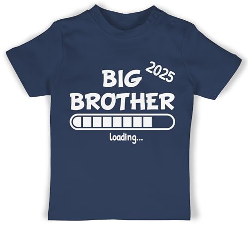 Baby T-Shirt Mädchen Jungen - Geschwister Bruder und Schwester - Big Brother 2025 Loading - 18/24 Monate - Navy Blau - Shirts grosser 2024 Babykleidung to be a Bekleidung für Babys Tshirt Shirt t von Shirtracer