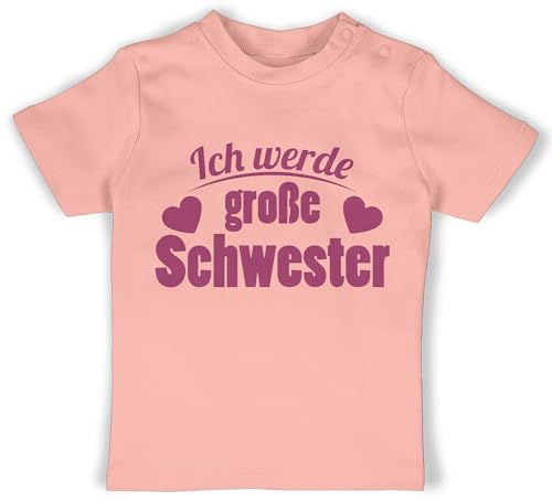 Baby T-Shirt Mädchen Jungen - Ich werde große Schwester - 12/18 Monate - Babyrosa - Geschenk Grosse Shirt für Geschenke Bald t 2024 Tshirt Big Sister mit Namen sis grose Babykleidung von Shirtracer