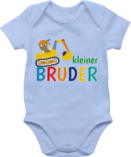 Baby Body Junge Mädchen - Kleiner Bruder Bagger - 6/12 Monate - Babyblau - jungen strampler little brother kurzarm bodys babykleidung babybodys kinderbodys baby-body bodie boddy babybody für von Shirtracer