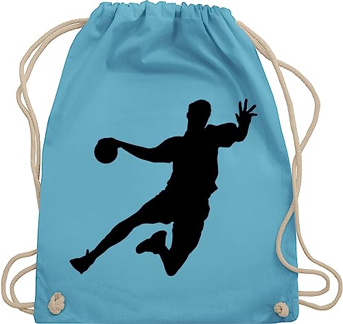 Turnbeutel Rucksack - Handball WM 2023 Trikot Ersatz - Handballer - Unisize - Hellblau - baumwolle beutel taschen turnen tasche gym bag baumwoll kordel sport kinder mit turn kinderturnbeutel von Shirtracer